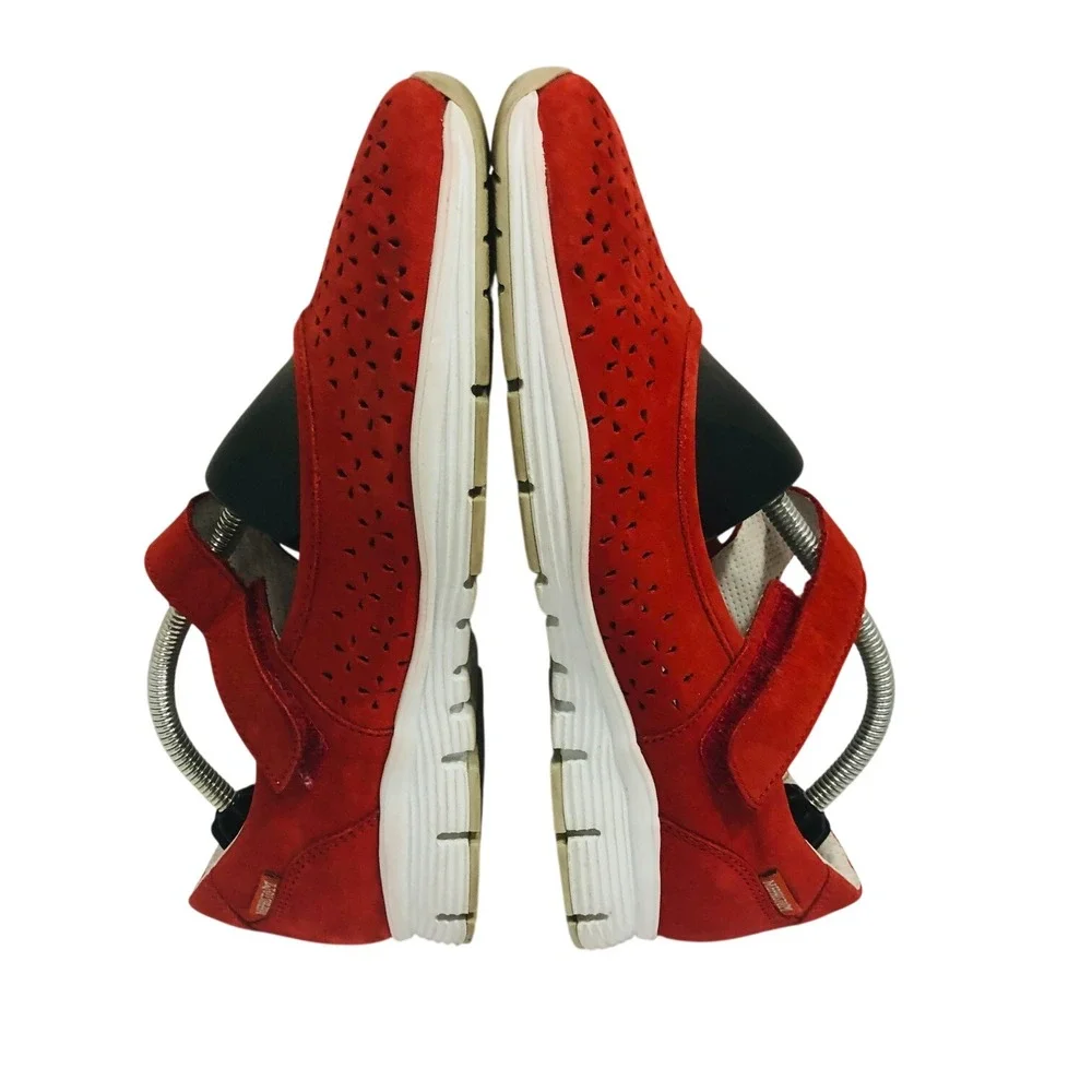 Mephisto Red Mary Jane Shoes Sneakers Perforate Walking Vaca Minimalist Womens 8